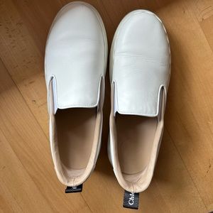 Chloe white slip ons